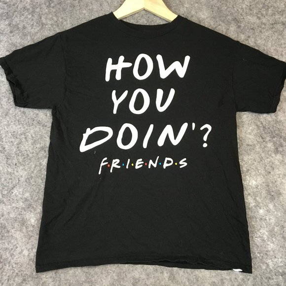 FRIENDS T Shirt XL 14 16 Girls Black Crew Neck Short Sleeve Graphic How You Doin - Picture 1 of 10